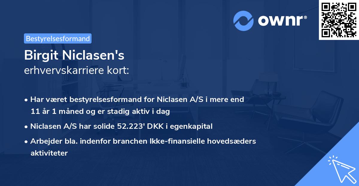 Birgit Niclasen's erhvervskarriere kort