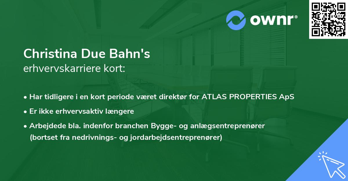 Christina Due Bahn's erhvervskarriere kort