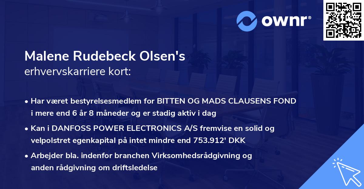 Malene Rudebeck Olsen's erhvervskarriere kort