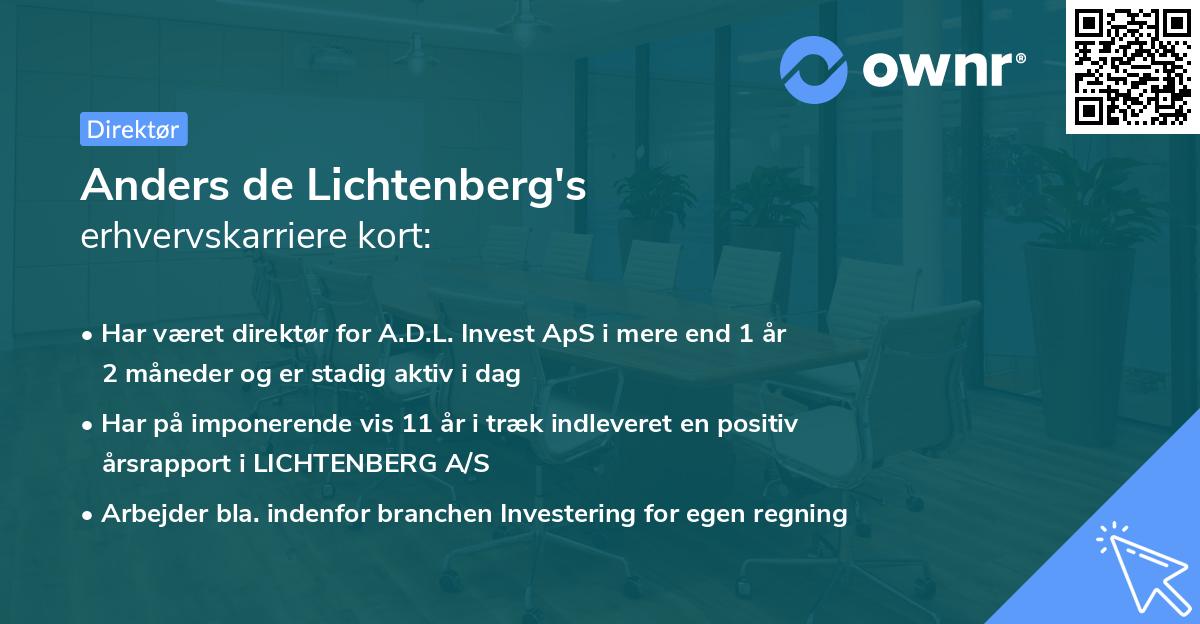 Anders de Lichtenberg's erhvervskarriere kort
