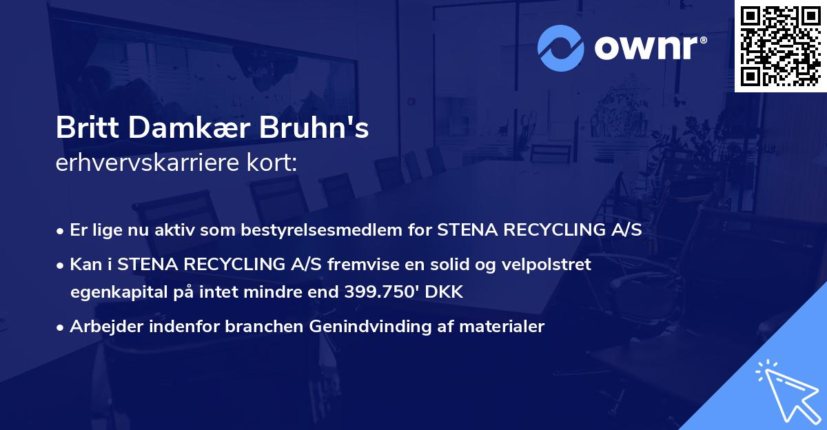 Britt Damkær Bruhn's erhvervskarriere kort
