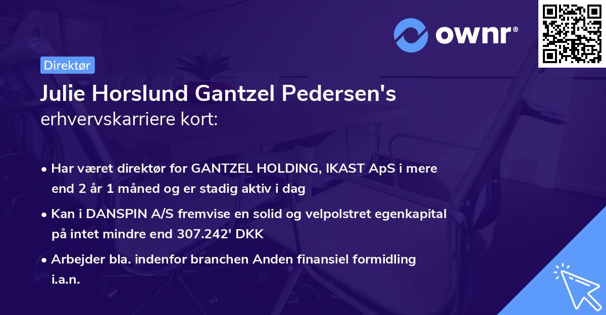Julie Horslund Gantzel Pedersen's erhvervskarriere kort