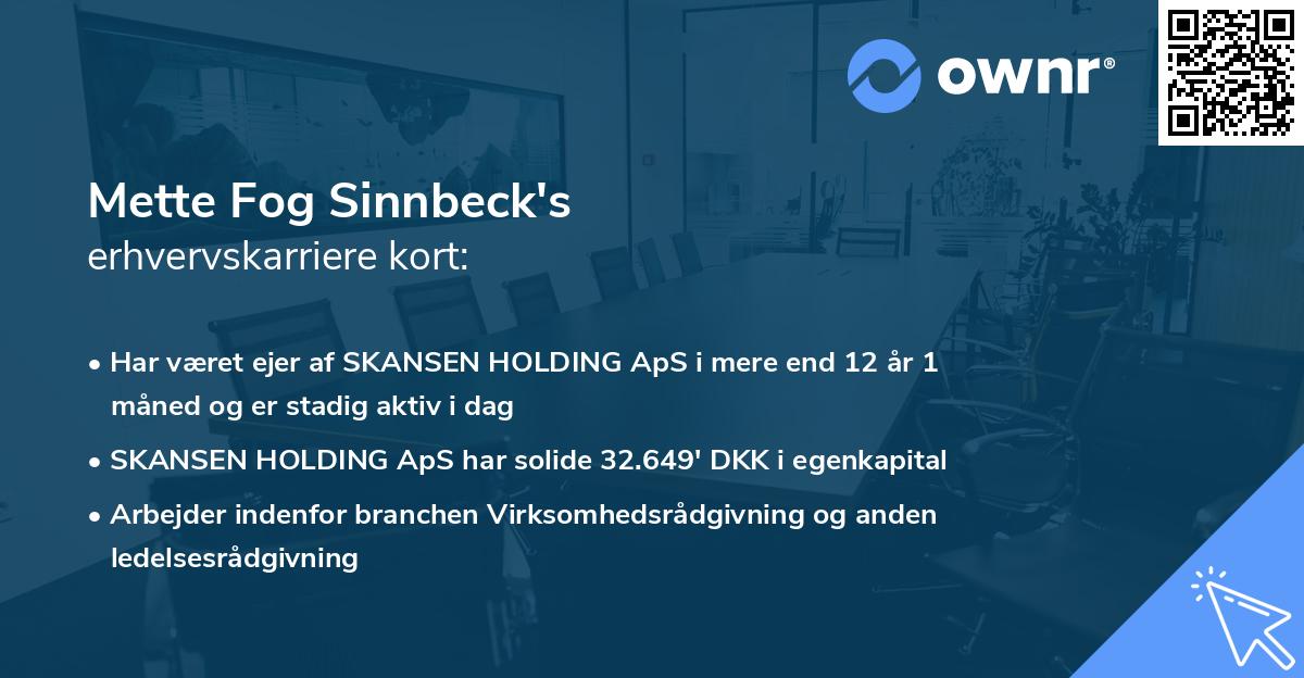 Mette Fog Sinnbeck's erhvervskarriere kort