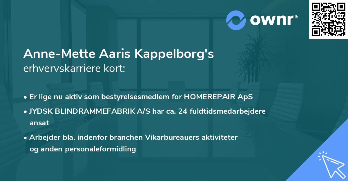 Anne-Mette Aaris Kappelborg's erhvervskarriere kort