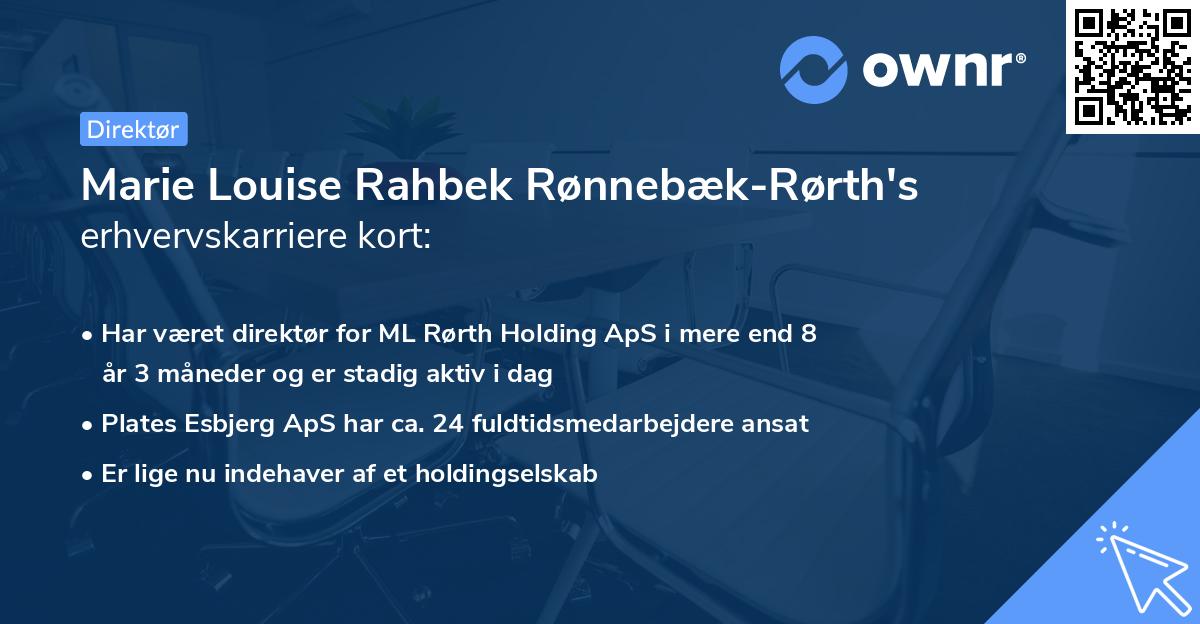 Marie Louise Rahbek Rønnebæk-Rørth's erhvervskarriere kort