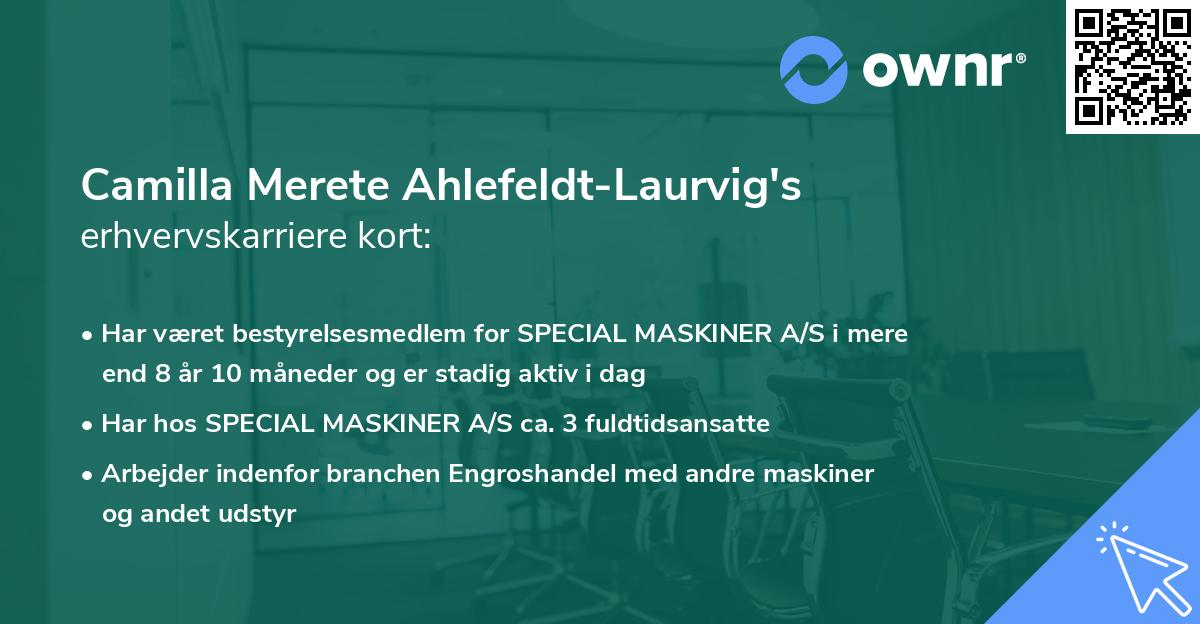 Camilla Merete Ahlefeldt-Laurvig's erhvervskarriere kort