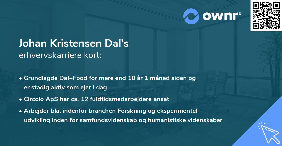 Johan Kristensen Dal's erhvervskarriere kort