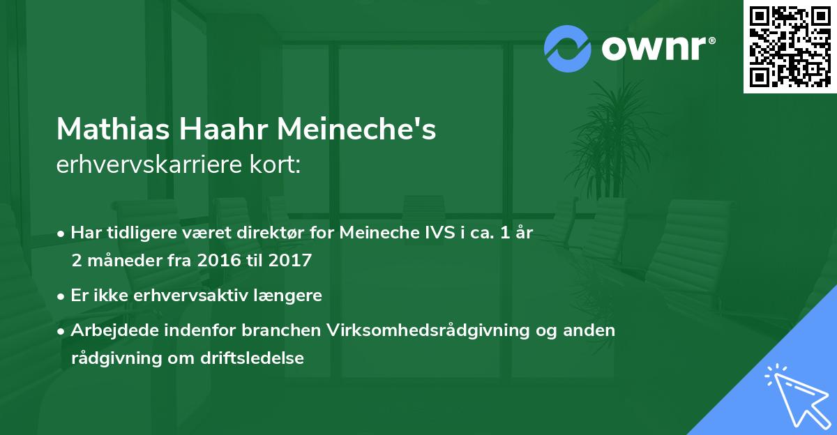 Mathias Haahr Meineche's erhvervskarriere kort