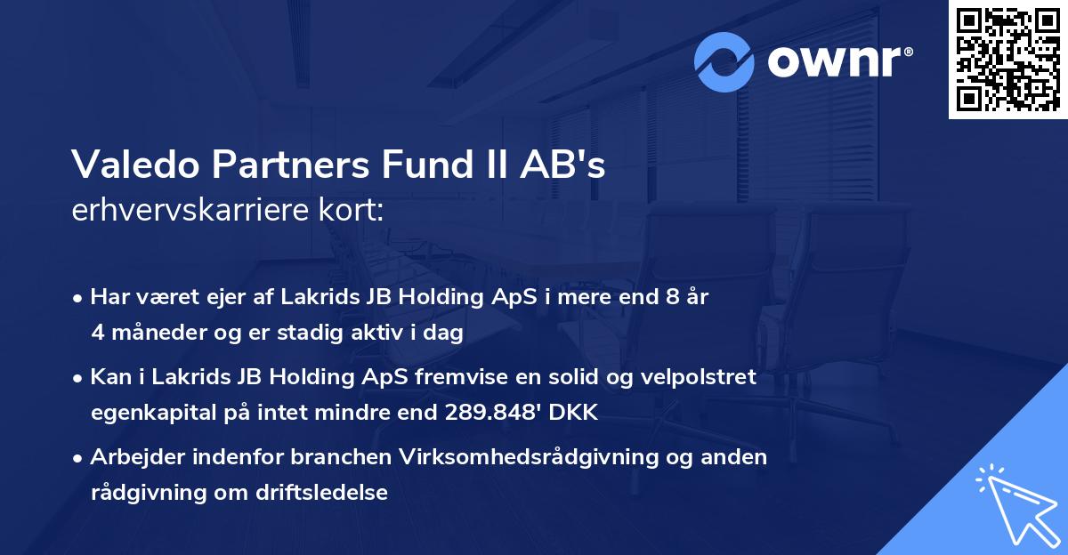 Valedo Partners Fund II AB's erhvervskarriere kort