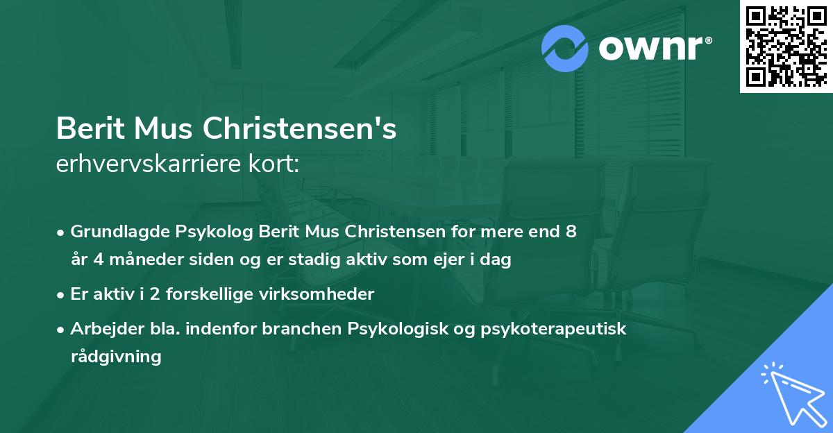 Berit Mus Christensen's erhvervskarriere kort