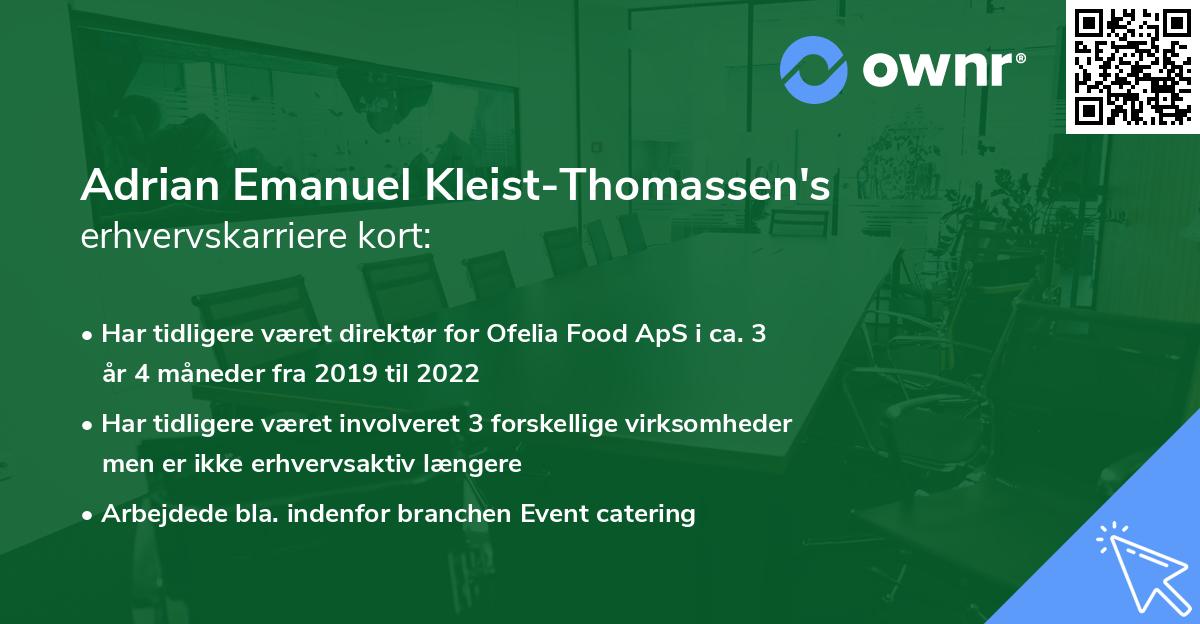 Adrian Emanuel Kleist-Thomassen's erhvervskarriere kort
