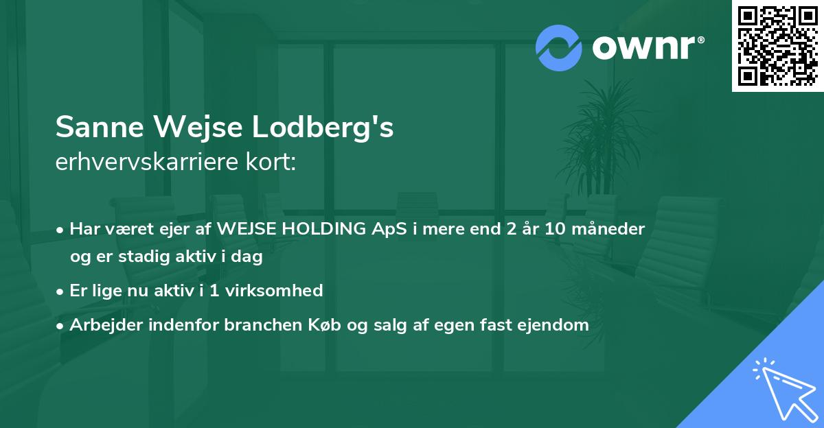 Sanne Wejse Lodberg's erhvervskarriere kort