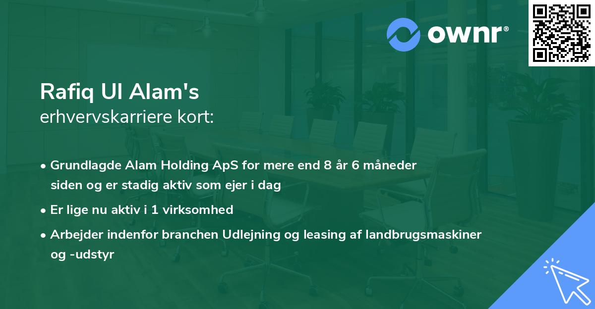 Rafiq Ul Alam's erhvervskarriere kort