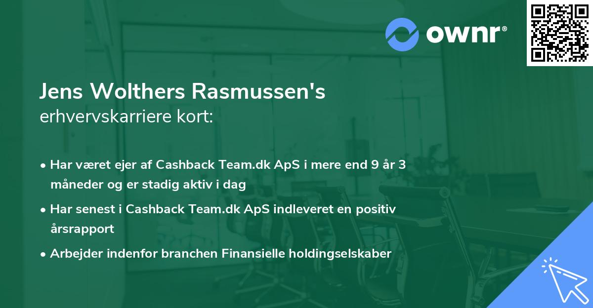 Jens Wolthers Rasmussen's erhvervskarriere kort