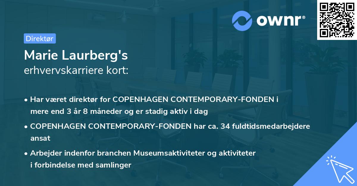 Marie Laurberg's erhvervskarriere kort