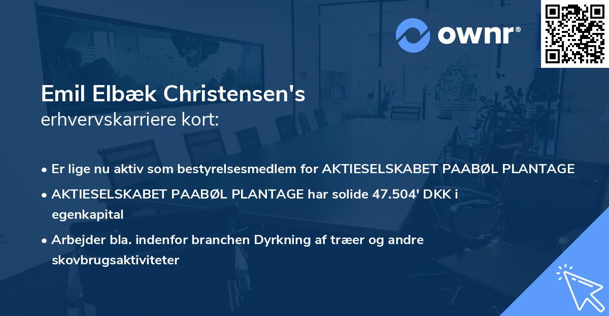 Emil Elbæk Christensen's erhvervskarriere kort