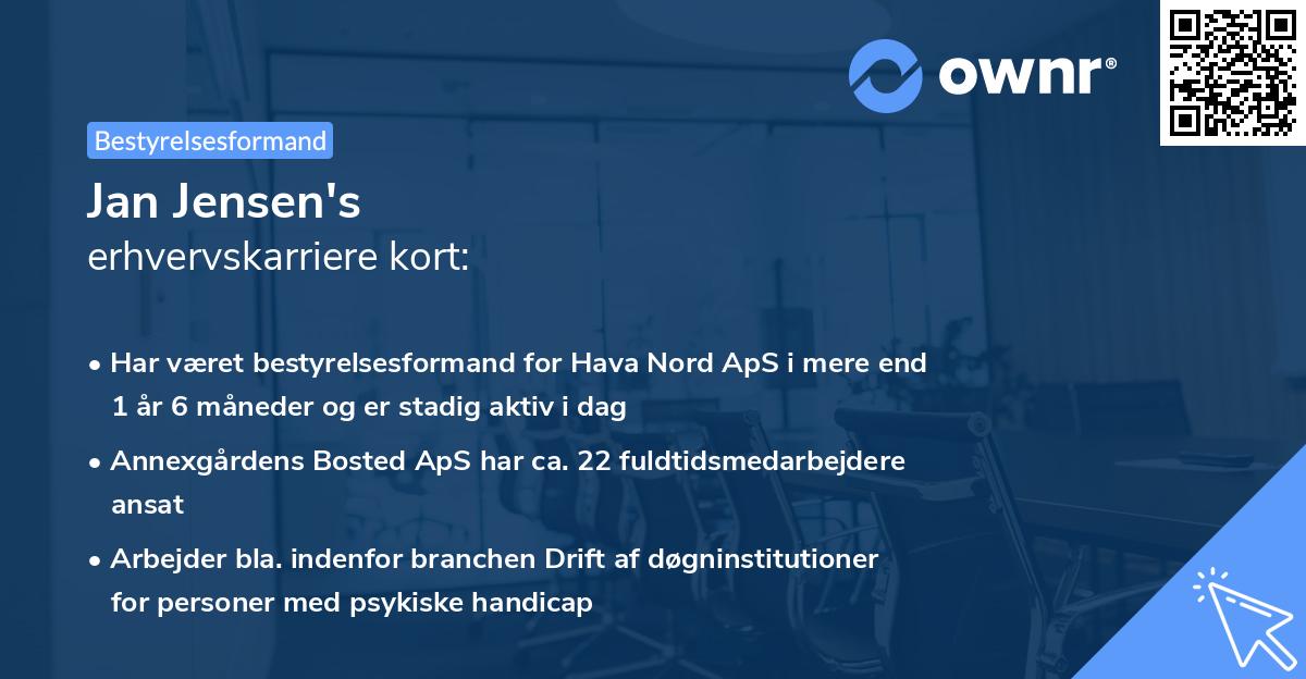 Jan Jensen's erhvervskarriere kort