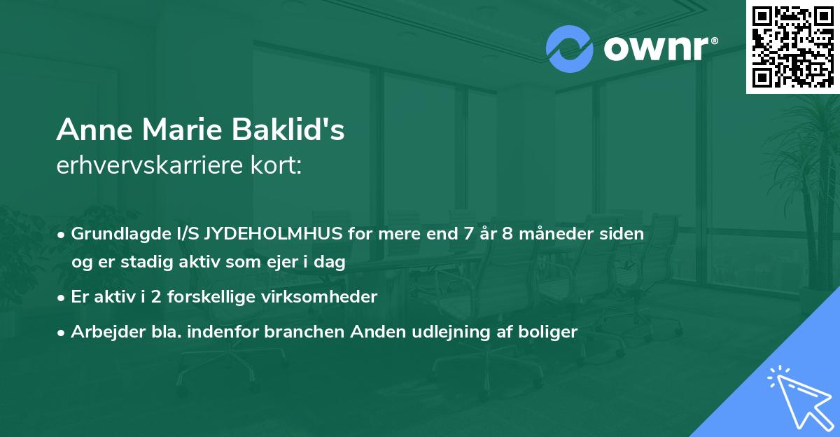 Anne Marie Baklid's erhvervskarriere kort