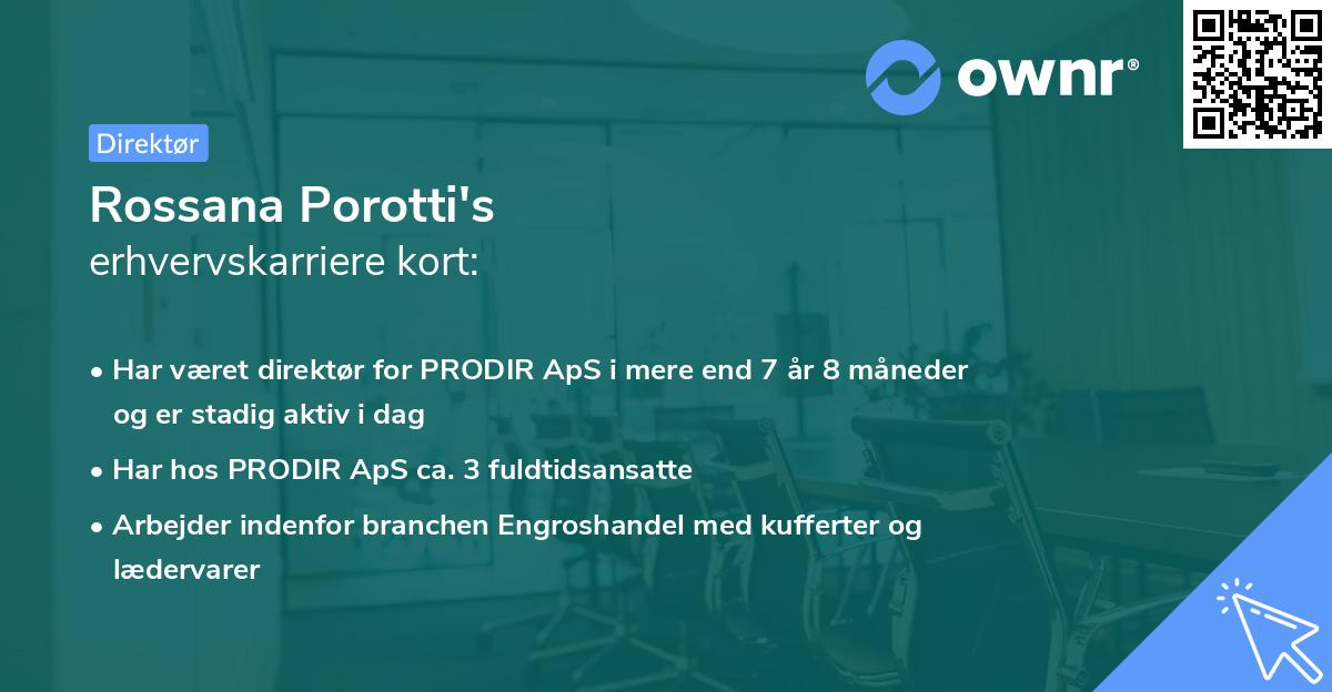 Rossana Porotti's erhvervskarriere kort