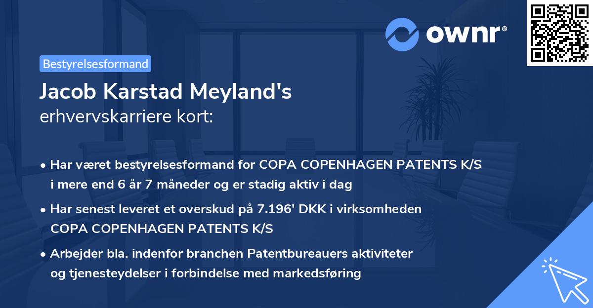 Jacob Karstad Meyland's erhvervskarriere kort