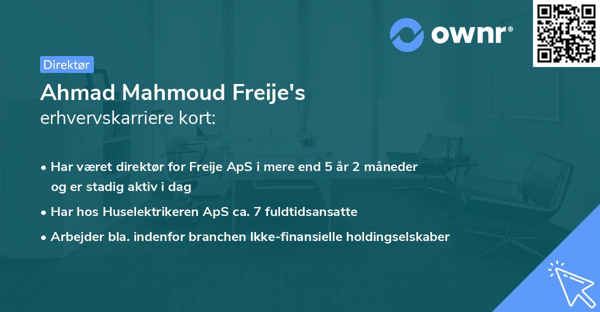 Ahmad Mahmoud Freije's erhvervskarriere kort