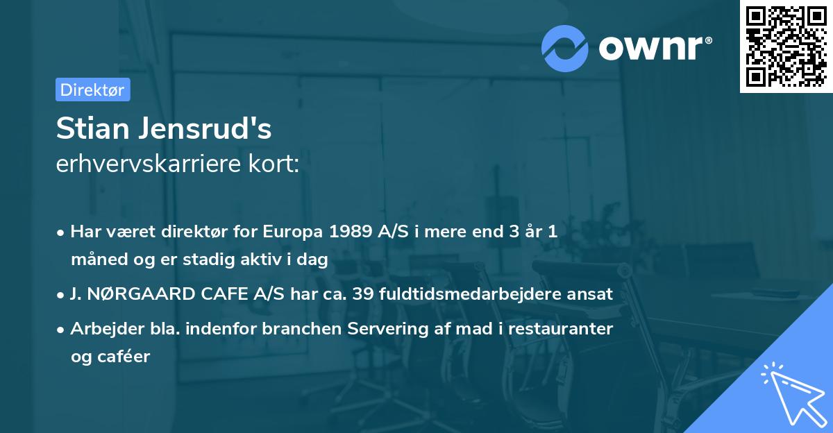 Stian Jensrud's erhvervskarriere kort
