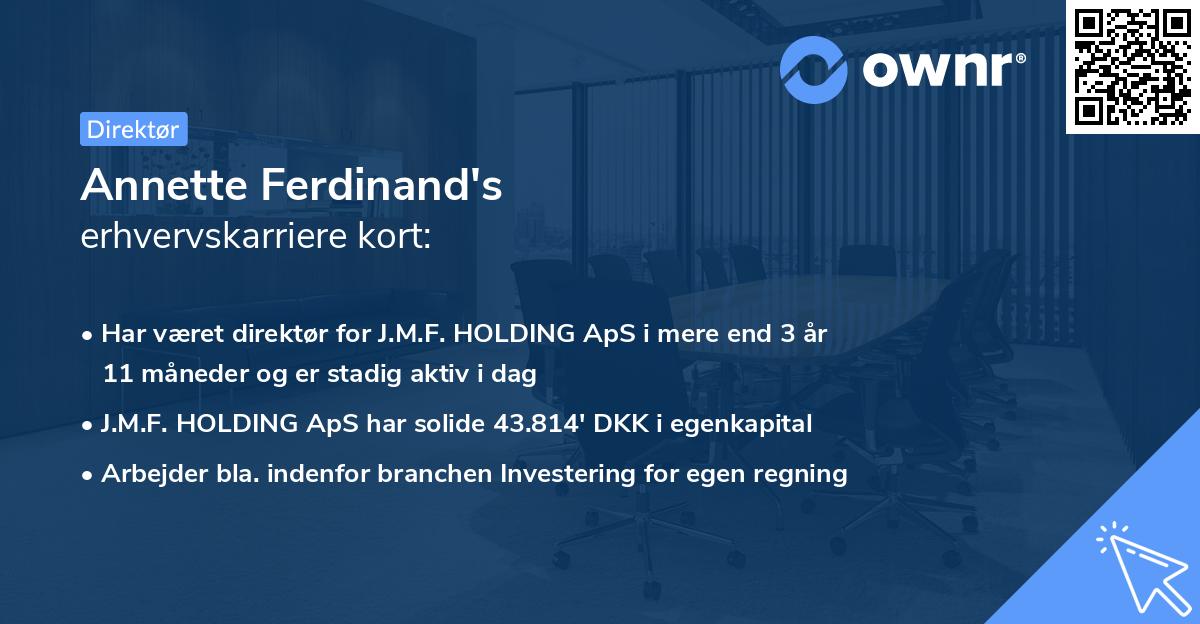 Annette Ferdinand's erhvervskarriere kort