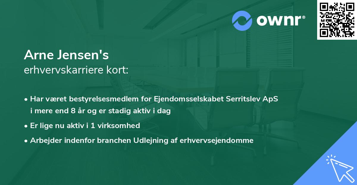 Arne Jensen's erhvervskarriere kort