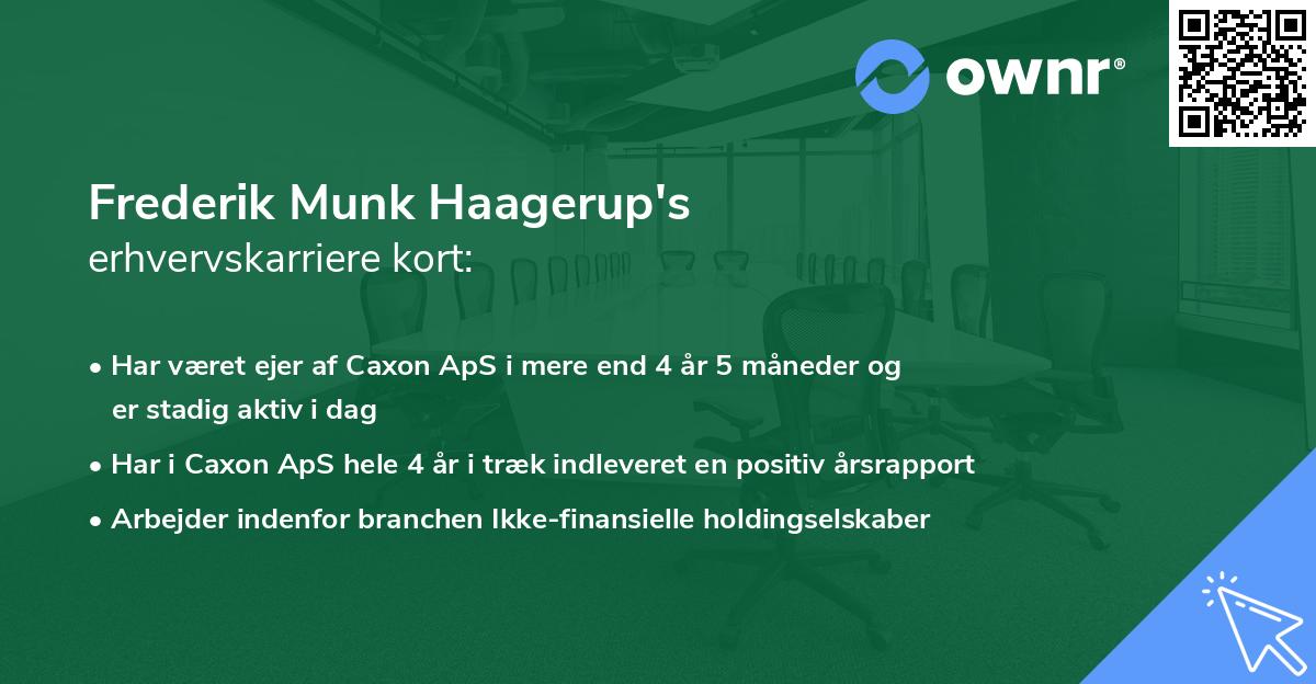 Frederik Munk Haagerup's erhvervskarriere kort