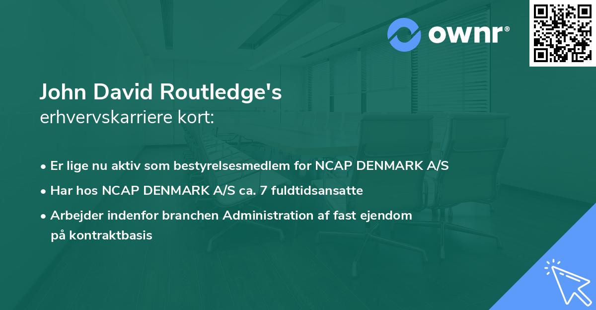 John David Routledge's erhvervskarriere kort