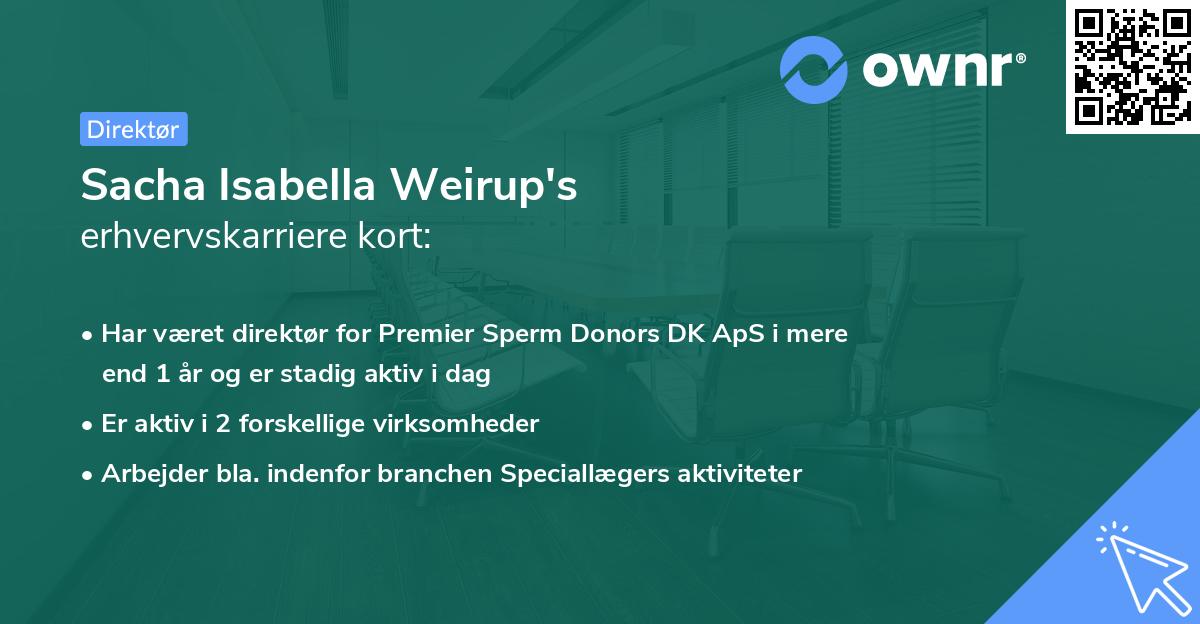 Sacha Isabella Weirup's erhvervskarriere kort