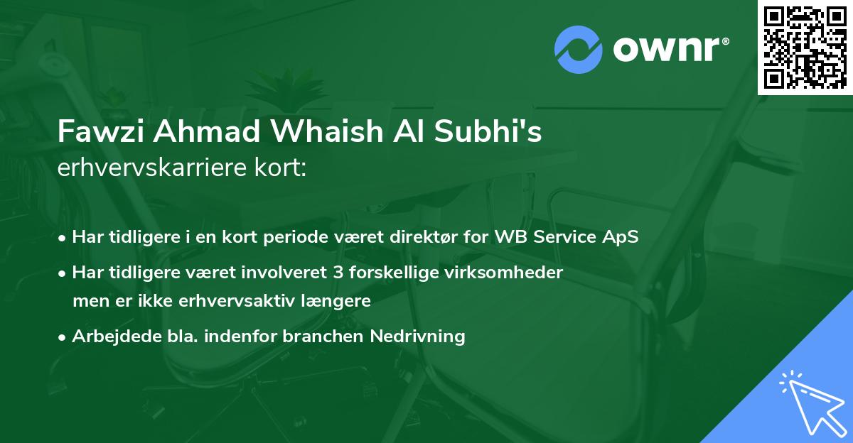 Fawzi Ahmad Whaish Al Subhi's erhvervskarriere kort