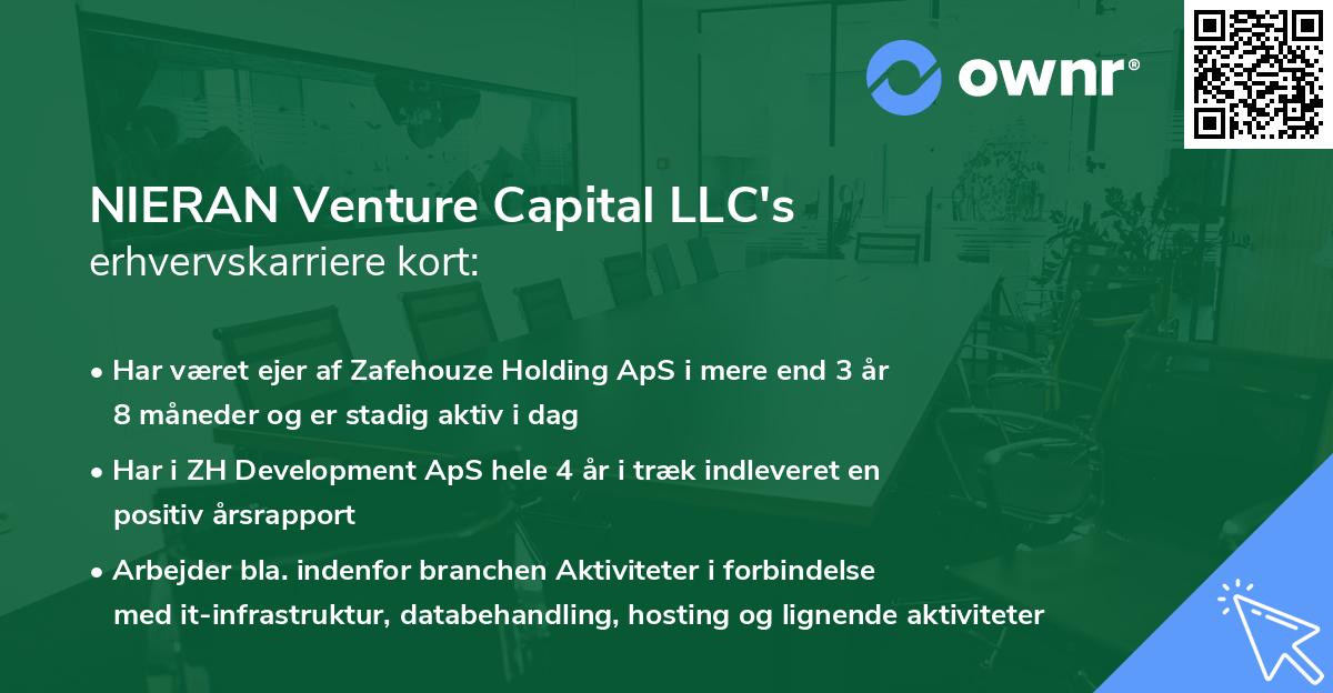 NIERAN Venture Capital LLC's erhvervskarriere kort