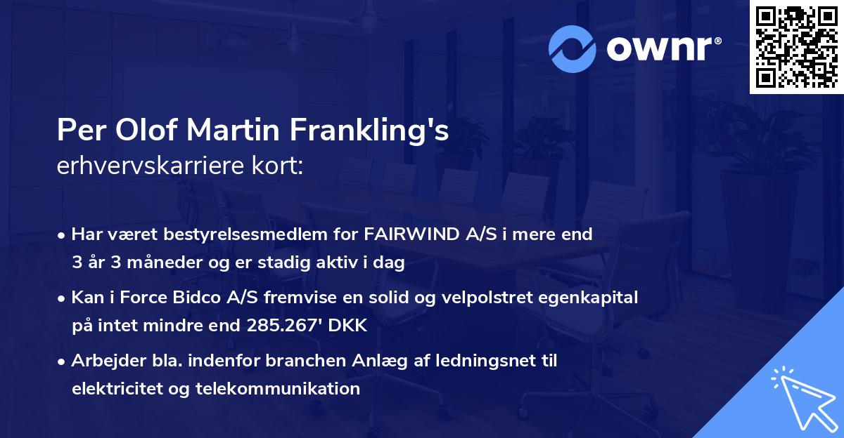 Per Olof Martin Frankling's erhvervskarriere kort