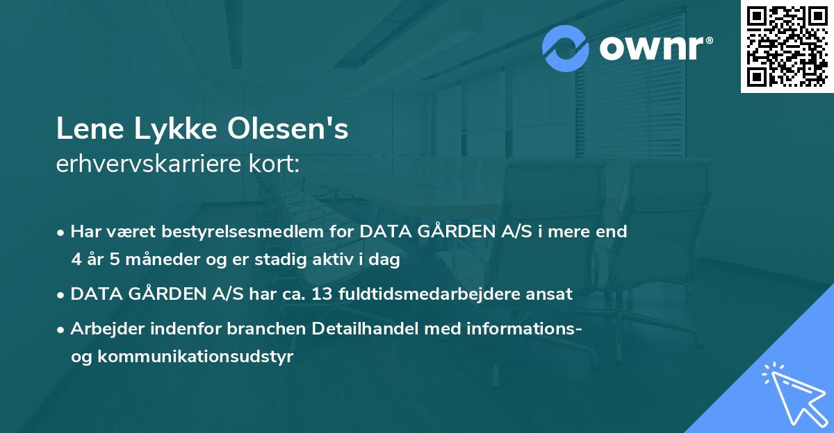 Lene Lykke Olesen's erhvervskarriere kort