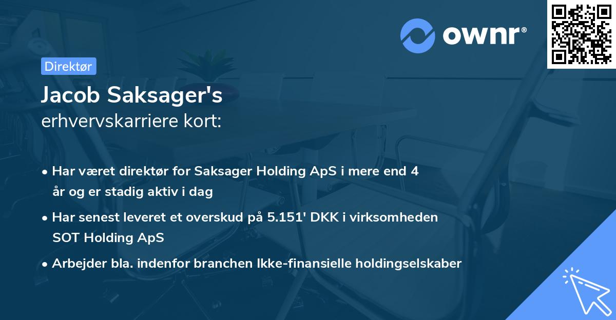 Jacob Saksager's erhvervskarriere kort