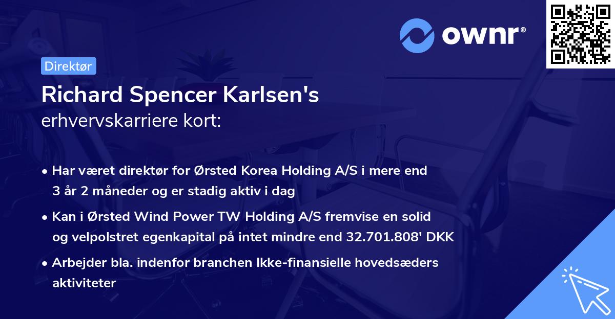 Richard Spencer Karlsen's erhvervskarriere kort