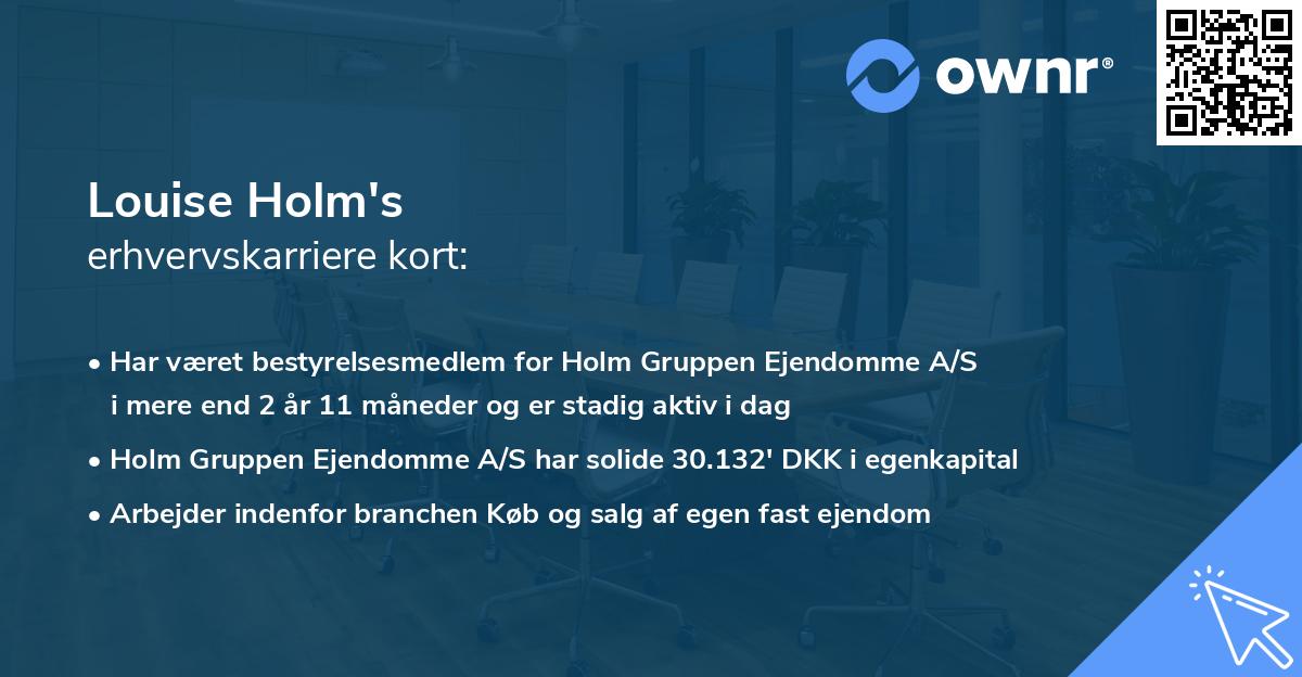 Louise Holm's erhvervskarriere kort