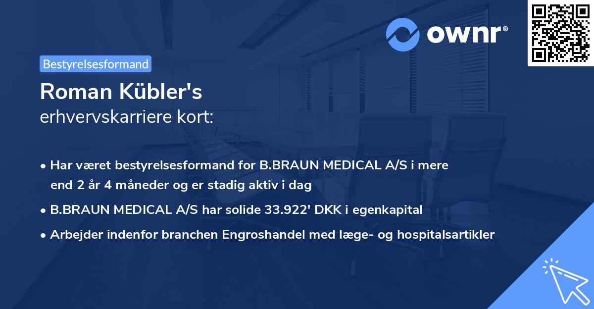 Roman Kübler's erhvervskarriere kort