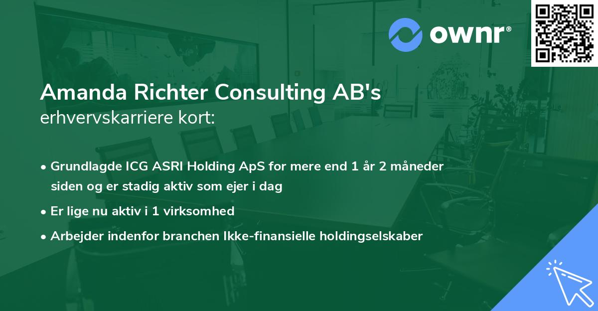 Amanda Richter Consulting AB's erhvervskarriere kort