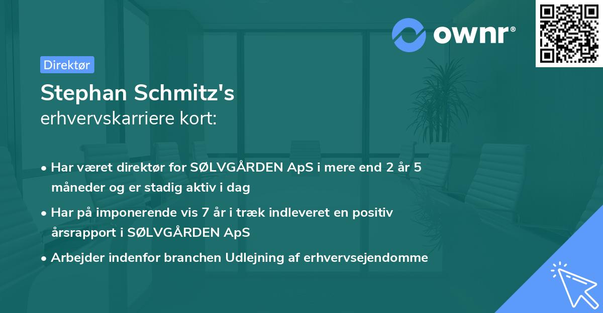 Stephan Schmitz's erhvervskarriere kort