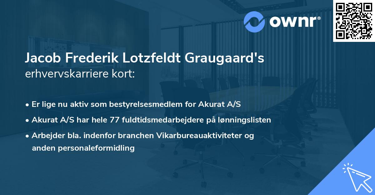 Jacob Frederik Lotzfeldt Graugaard's erhvervskarriere kort