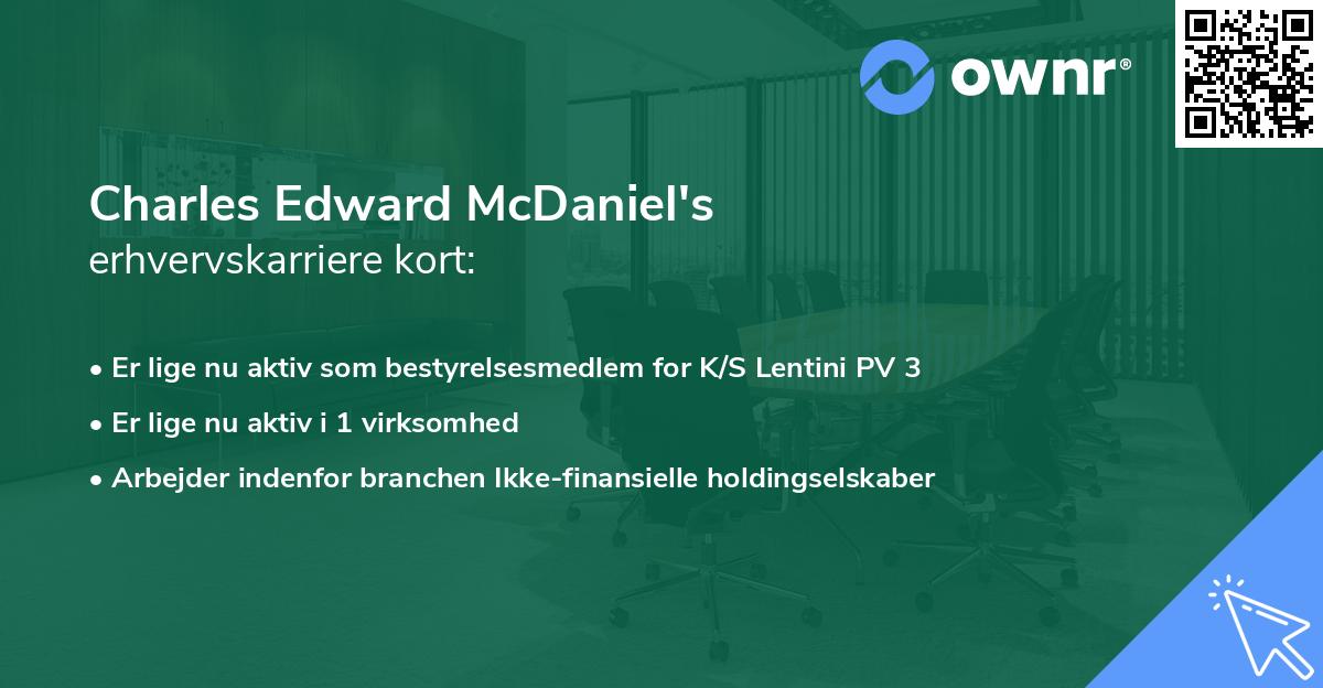 Charles Edward McDaniel's erhvervskarriere kort