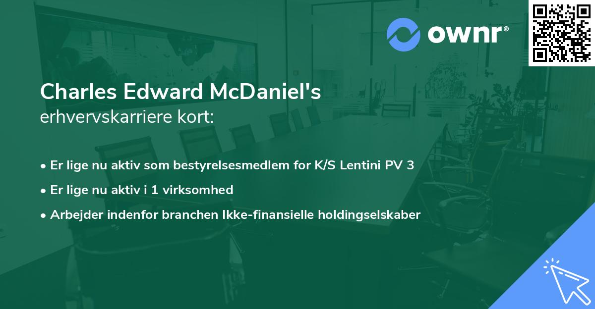 Charles Edward McDaniel's erhvervskarriere kort