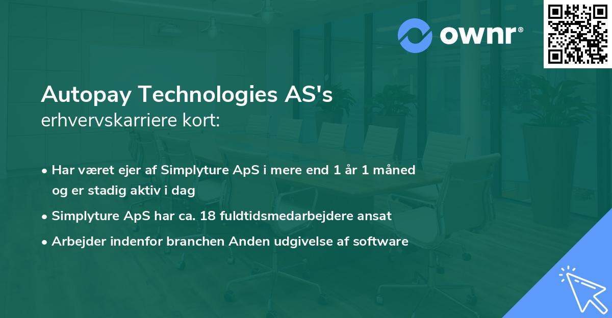 Autopay Technologies AS's erhvervskarriere kort