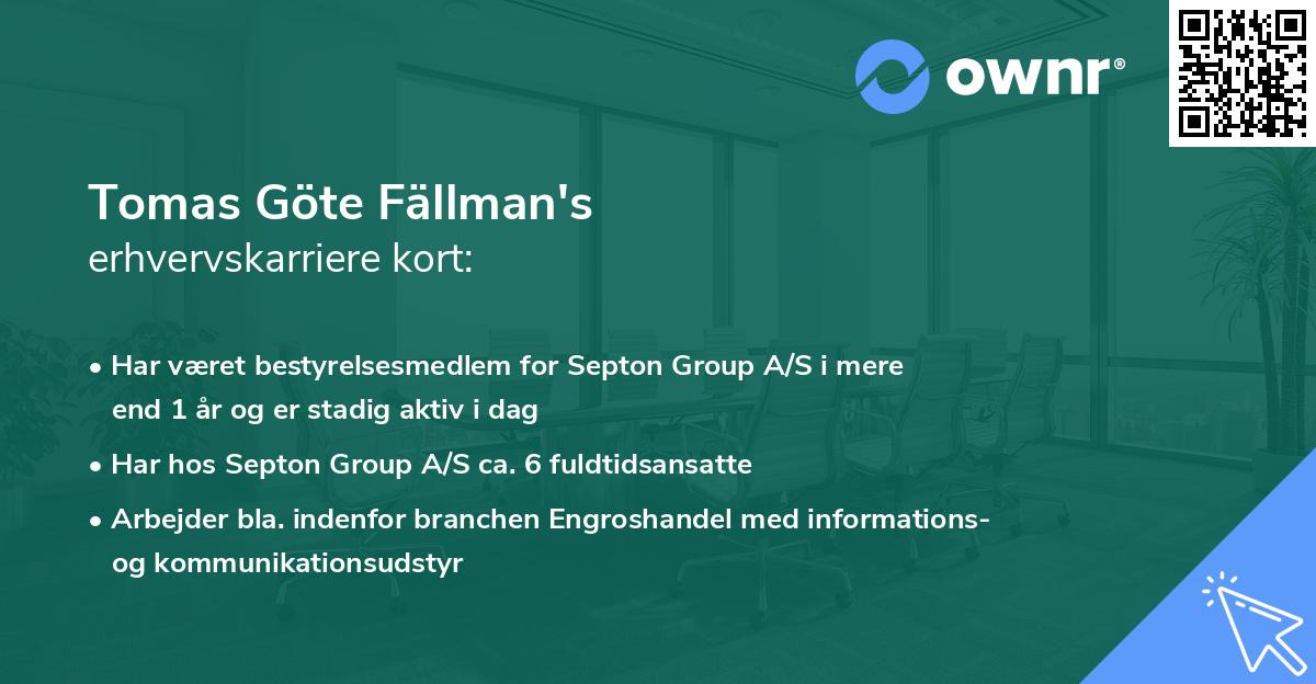 Tomas Göte Fällman's erhvervskarriere kort