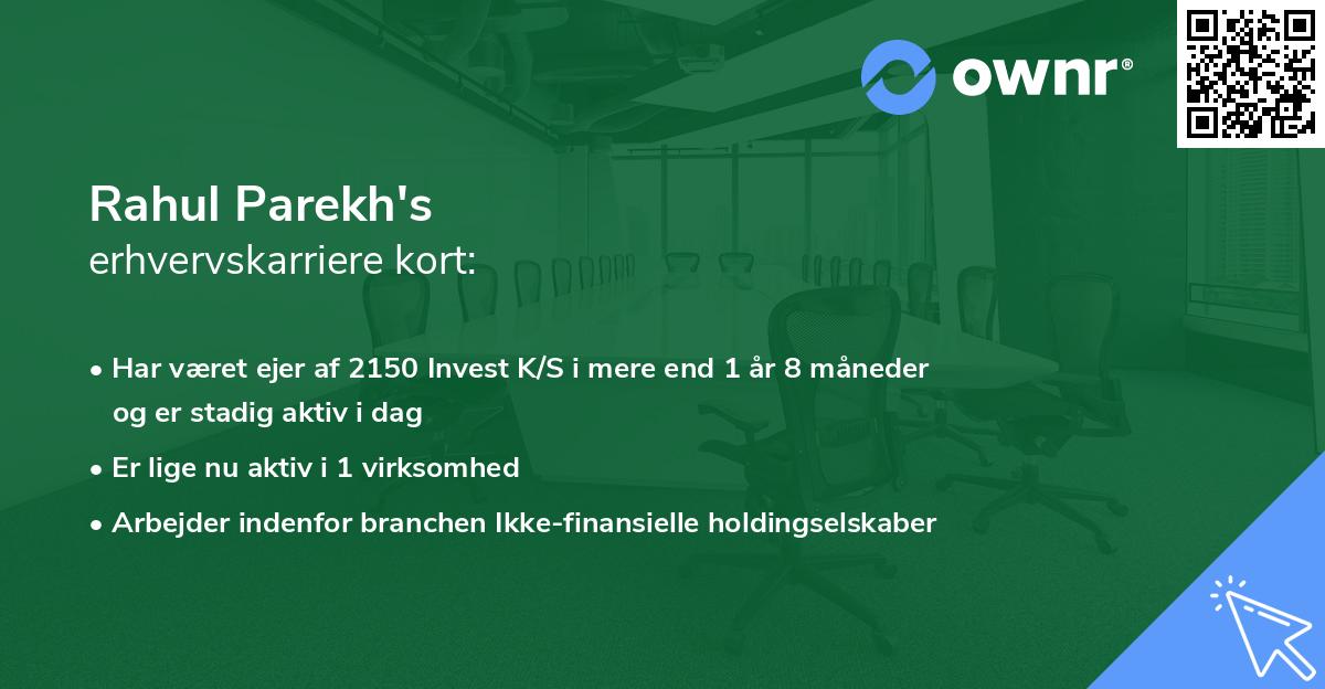 Rahul Parekh's erhvervskarriere kort