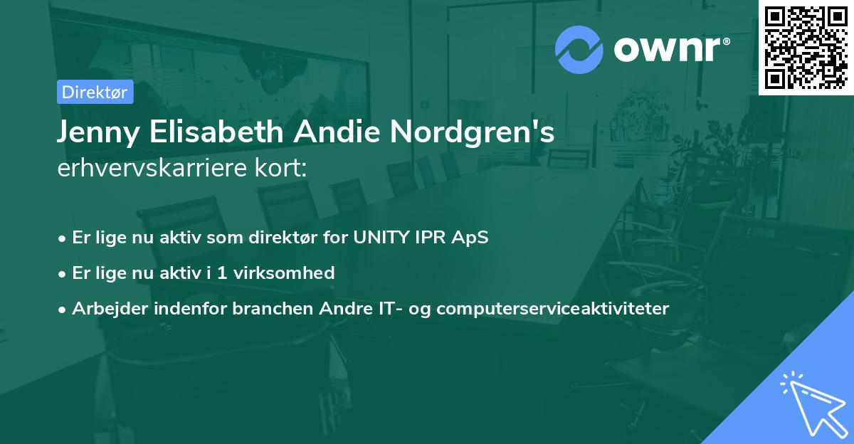 Jenny Elisabeth Andie Nordgren's erhvervskarriere kort