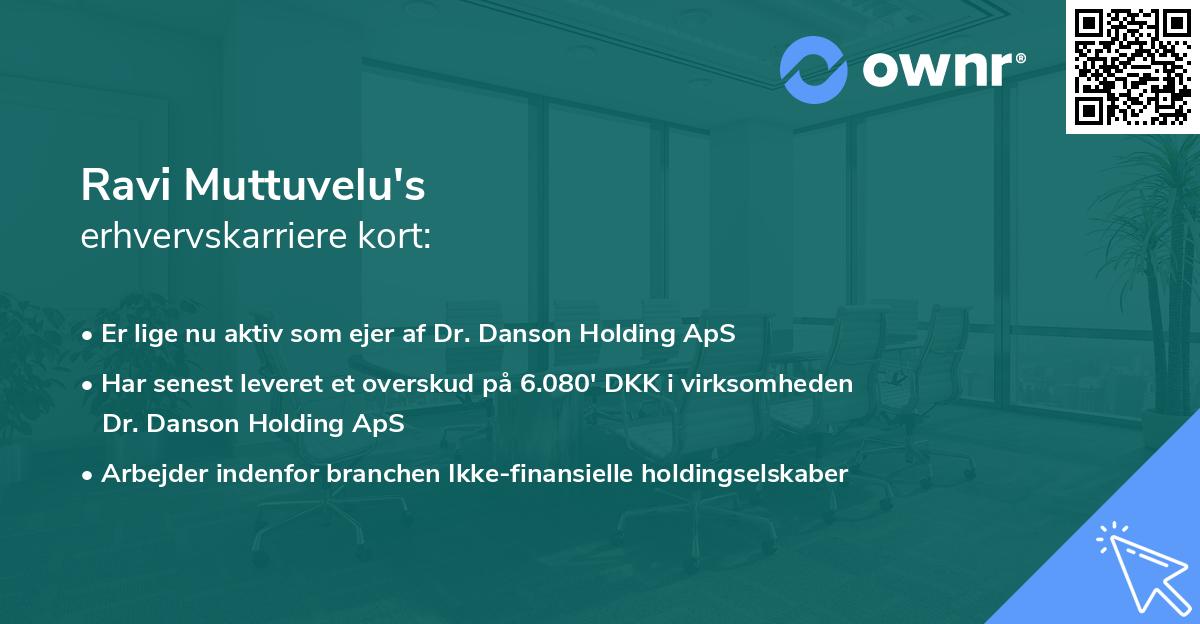 Ravi Muttuvelu's erhvervskarriere kort