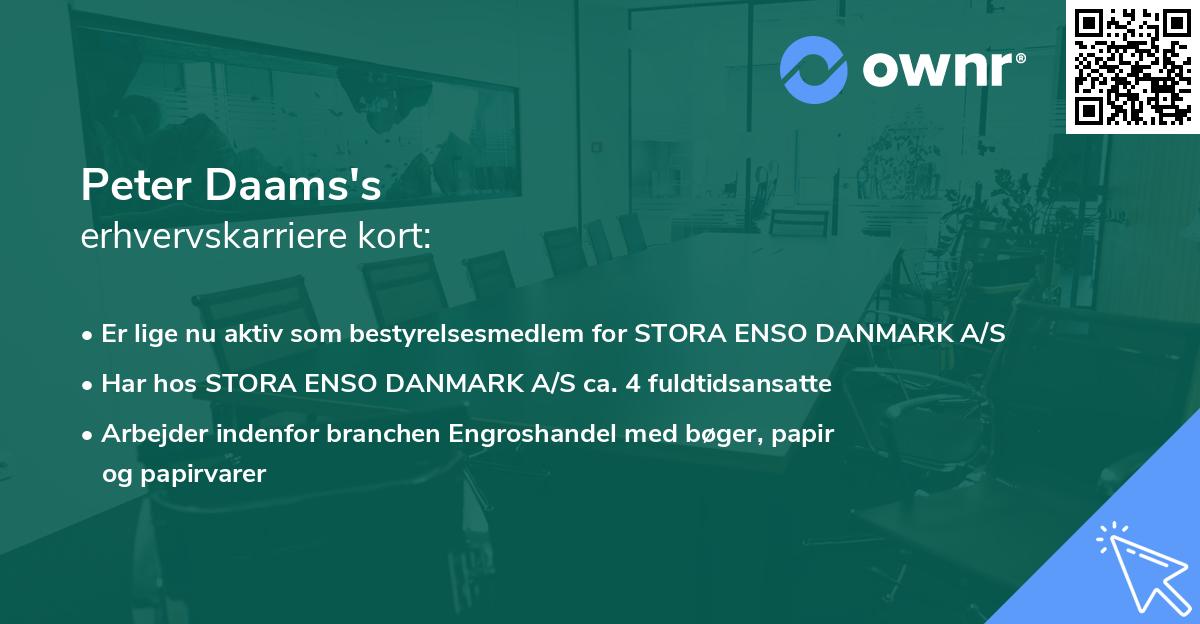 Peter Daams's erhvervskarriere kort
